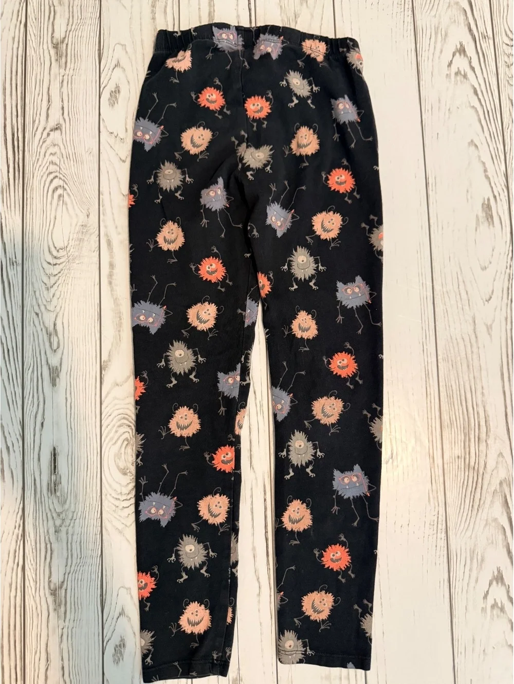 GAP Kids S (6-7) Black Monster Print Cotton Leggings